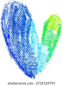 Chalk Drawn Blue and Green Heart Child Illustration