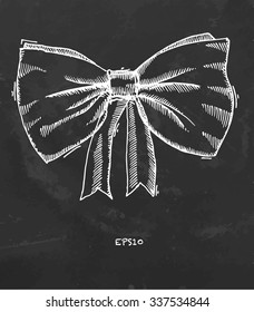 Chalk drawn bow on blackboard. Vector illustration