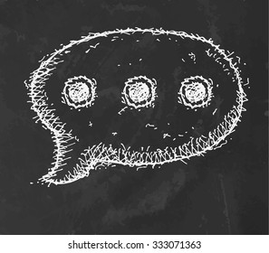 Chalk drawn bubbles with three dots. Vector.
