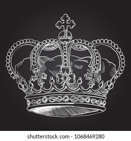 Chalk Drawn Crown.  Stock vector illustration.