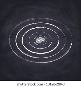 Chalk drawn ellipse. Hand drawn geometric figures on chalkboard background.