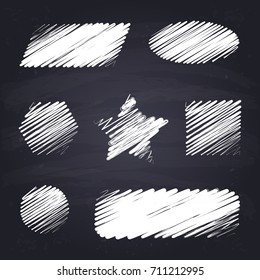 Chalk drawn geometric figures on chalkboard background.