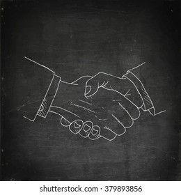 Chalk drawn handshake. Stock vector illustration