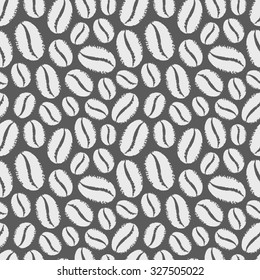 Chalk drawn imitation coffee beans seamless vector pattern. Brush drawn - rough, artistic edges. 