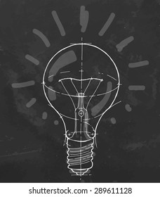 Chalk Drawn Of Lightbulb. Vector Illustration.