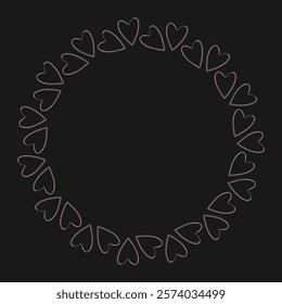 Chalk drawn outline hearts Circular Frame. White Day or Valentines Day Greeting Copy space Template