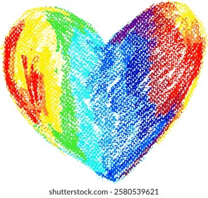 Chalk Drawn Rainbow Heart Child Illustration