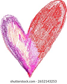 Chalk Drawn Red and Pink Heart Child Illustration