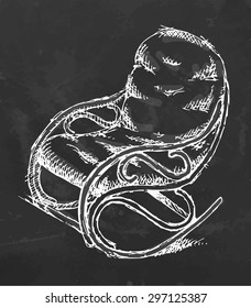 Chalk drawn rocking chair. Vector illustration.