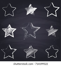 Chalk Drawn Star. Geometric Figures On Chalkboard Background.