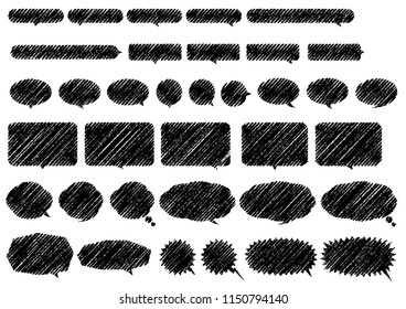 chalk drowing bubble set  ( speech bubble, scream bubble)