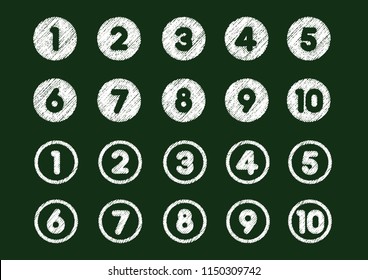 Chalk Drowing Number Icon Set (from 1 To 10)