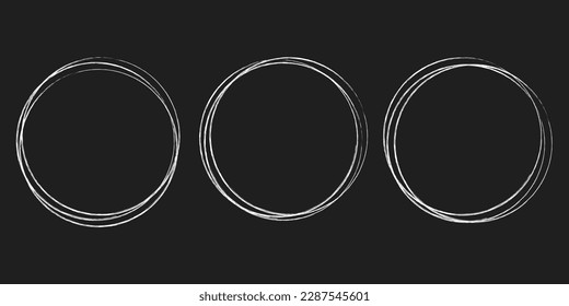 Chalk effect, scribble circle vector frame 