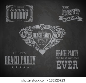 chalk elements for Summer Holidays / calligraphic designs/ ornaments / labels