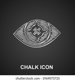 Chalk Eye scan icon isolated on black background. Scanning eye. Security check symbol. Cyber eye sign.  Vector