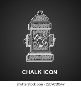 Chalk Fire hydrant icon isolated on black background.  Vector