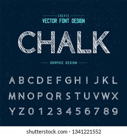 Chalk font and alphabet vector, Design typeface and number, Graphic text on grunge background