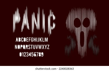 Chalk font and alphabet vector, Hand draw bold typeface letter and number design, Graphic text on red background. Vector Illustration