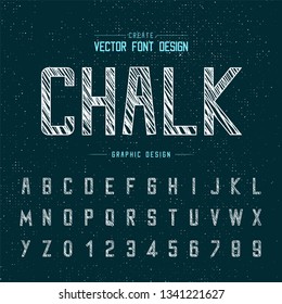 Chalk font and alphabet vector, Typeface and letter number design, Graphic text on grunge background