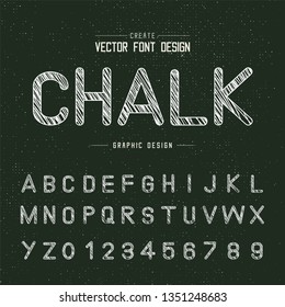 Chalk font and alphabet vector, Typeface letter and number design, Graphic text on grunge background