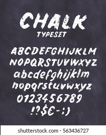 Chalk Font. Handwritten Alphabet Letters And Numbers.