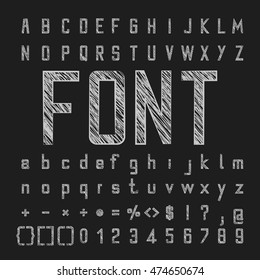 Chalk Font Vector, Type Letter And Number