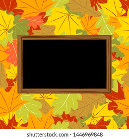 Chalk frame with school elements. Hand drawn frame. Autumn vector design. Back to school. Autumn background.