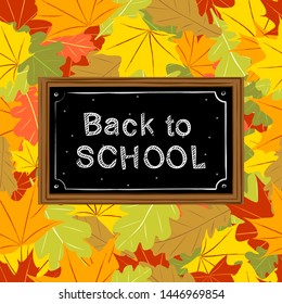 Chalk frame with school elements. Hand drawn frame. Autumn vector design. Back to school. Autumn background.