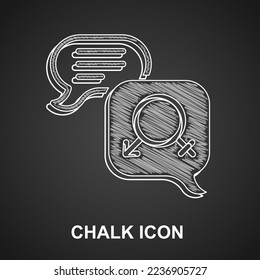 Chalk Gender Gleichstellung Symbol einzeln auf schwarzem Hintergrund. Konzept des gleichen Entgelts und gleicher Chancen für Unternehmen.  Vektorgrafik