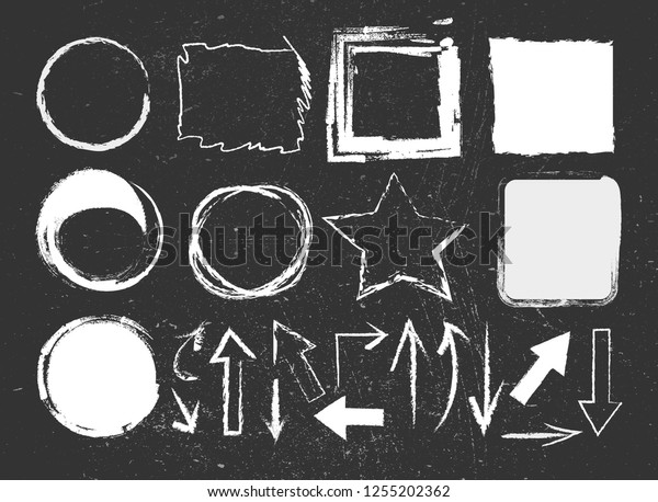 Chalk Graphic Elements Collection Arrows Frames Stock Vector