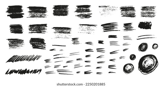 Chalk graphite pencil brush vector set