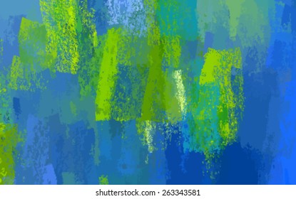 Chalk green and blue brush strokes background. Vector version