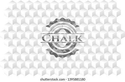 Chalk  grey emblem. Vintage with geometric cube white background