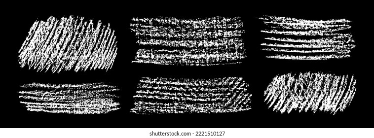 Chalk grunge backgrounds set. Chalkboard abstract sketches. White chalk pencil hatches and scribbles. Grungy backdrops collection.