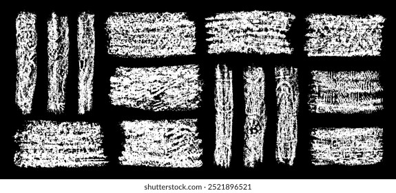 Chalk grunge backgrounds set. Chalkboard abstract sketches. White chalk pencil hatches and scribbles. Grungy backdrops collection.