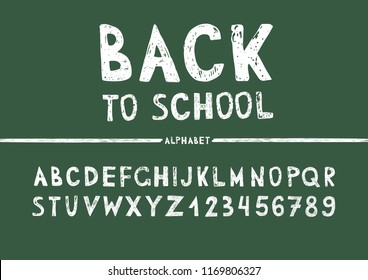 Chalk Hand Drawing Alphabet, Vector Illustration.