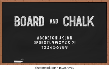 Chalk hand drawing alphabet, vector illustration.