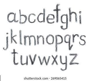 Chalk hand drawing alphabet, vector illustration. ABC Painted Letters.
