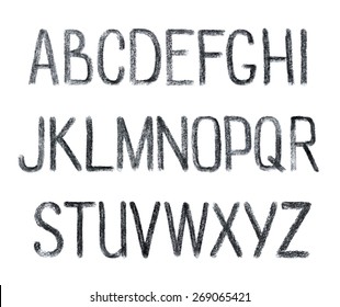 Chalk hand drawing alphabet, vector illustration. ABC Painted Letters.