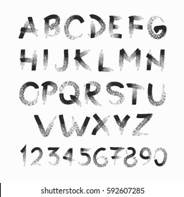 Chalk hand drawing alphabet, vector illustration. Art grunge typography for your design