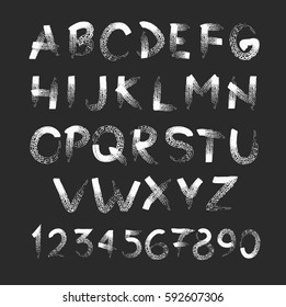 Chalk hand drawing alphabet, vector illustration. Art grunge typography for your design