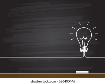 Chalk hand drawing with light bulb. Vector illustration.