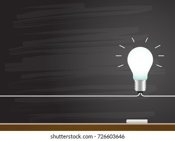 Chalk hand drawing with light bulb. Vector illustration.