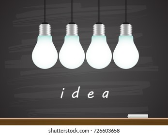 Chalk hand drawing with light bulb. Vector illustration.