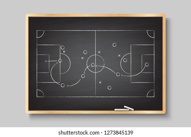 Chalk hand drawing with soccer game strategy. 
 Vector illustration EPS10
