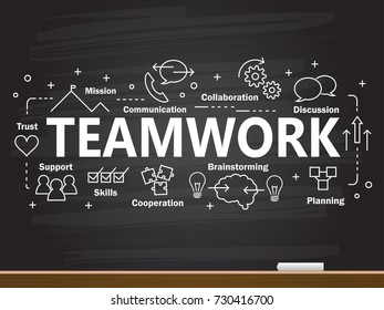 Chalk hand drawing with teamwork concept. Vector illustration.