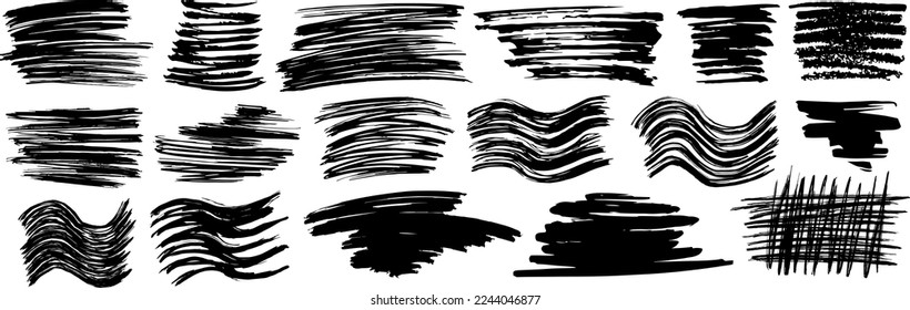 Chalk hand drawn vector set drunge spots and lines, editable, can be used for creating your own brushes and textures