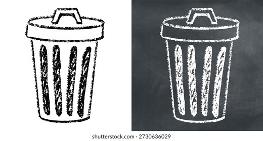 Vetor de lixo desenhado à mão em giz para designs de menu e gráficos casuais. Simboliza a limpeza com um olhar esboçado. Ideal para sinais de café e regras de sala de aula.