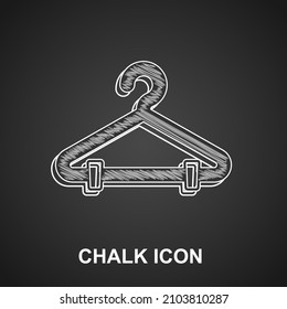 Chalk Hanger wardrobe icon isolated on black background. Cloakroom icon. Clothes service symbol. Laundry hanger sign.  Vector