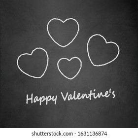 Chalk heart with text Happy Valentines on blackboard vector